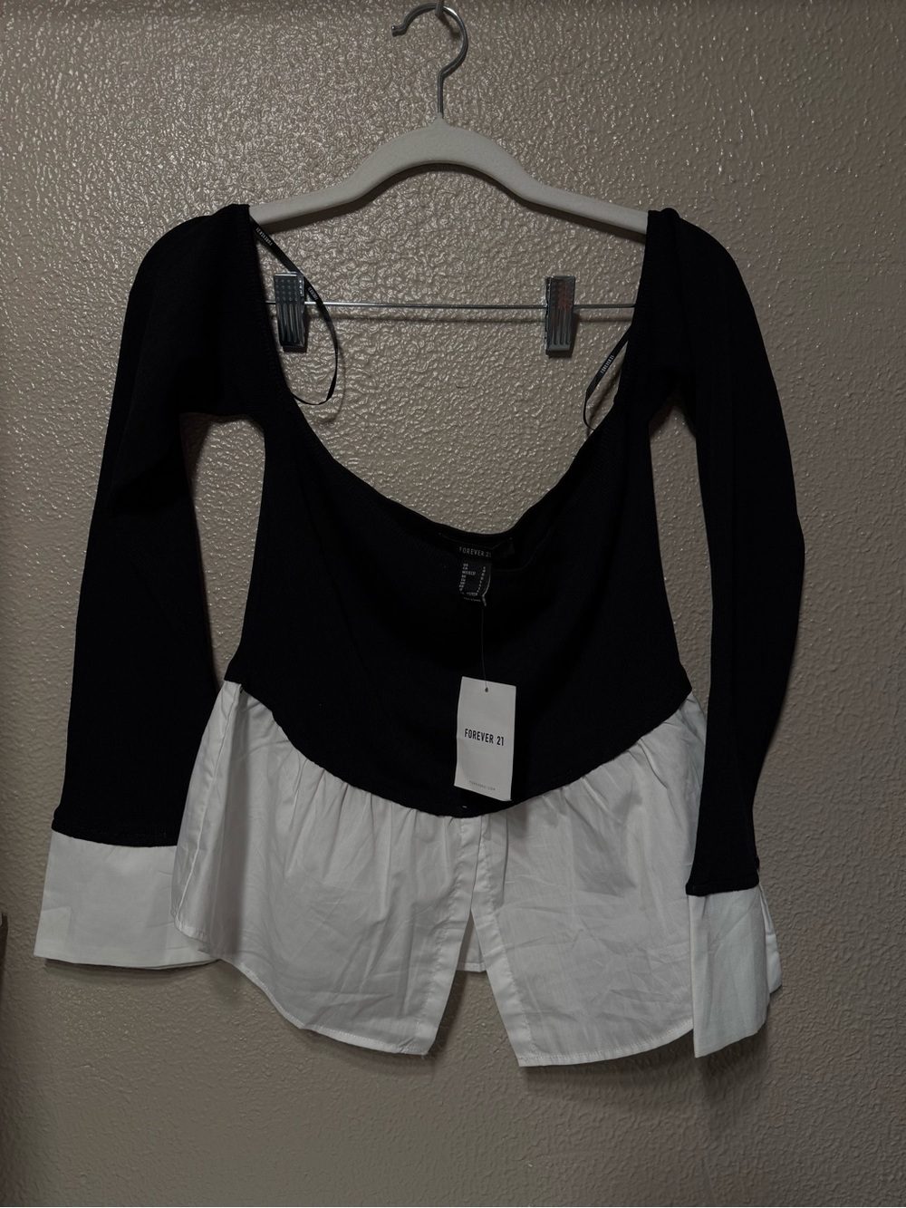 Forever 21 Black and White Layered-Look Blouse
